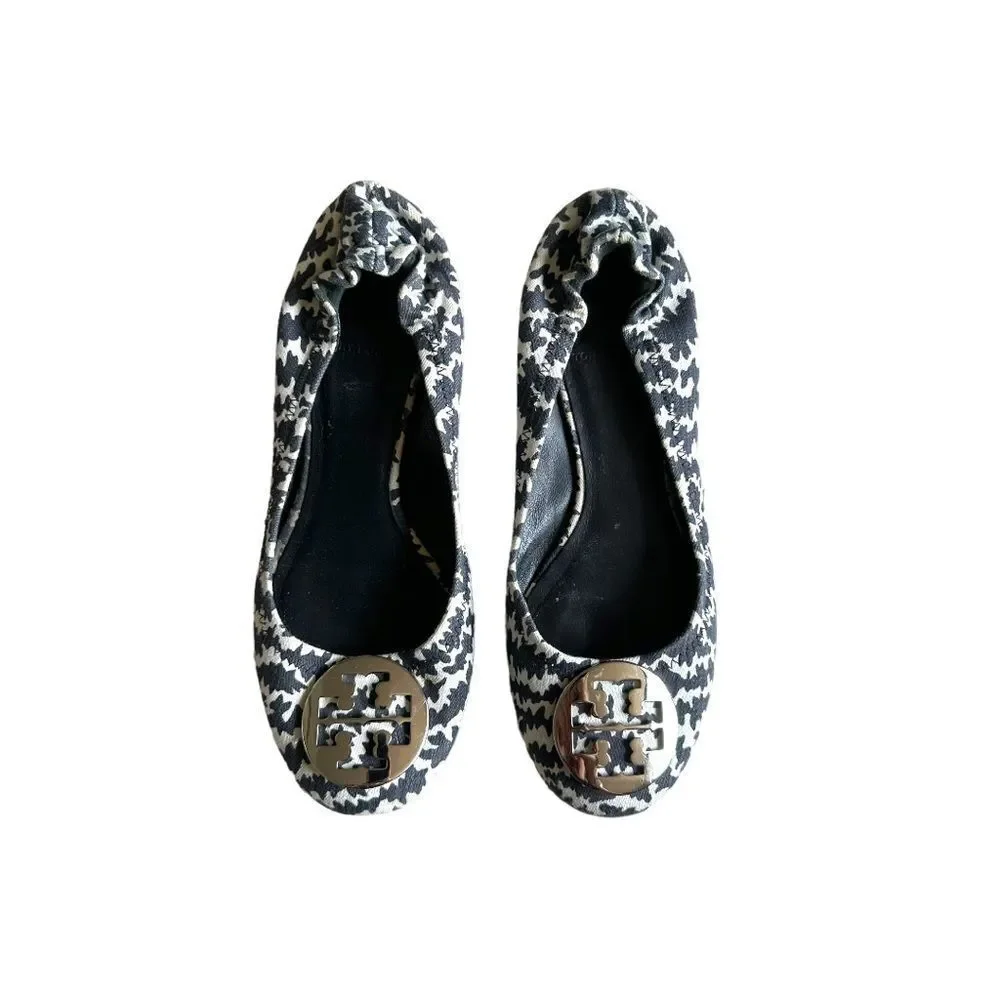 Tory Burch Reva Ballet Flats Zig Zag Print Size 7